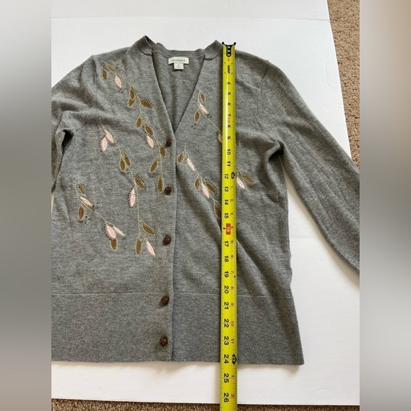 Sundance Afterlight Embroidered Cardigan Sweater Gray Merino Wool Size M - Picture 3 of 8